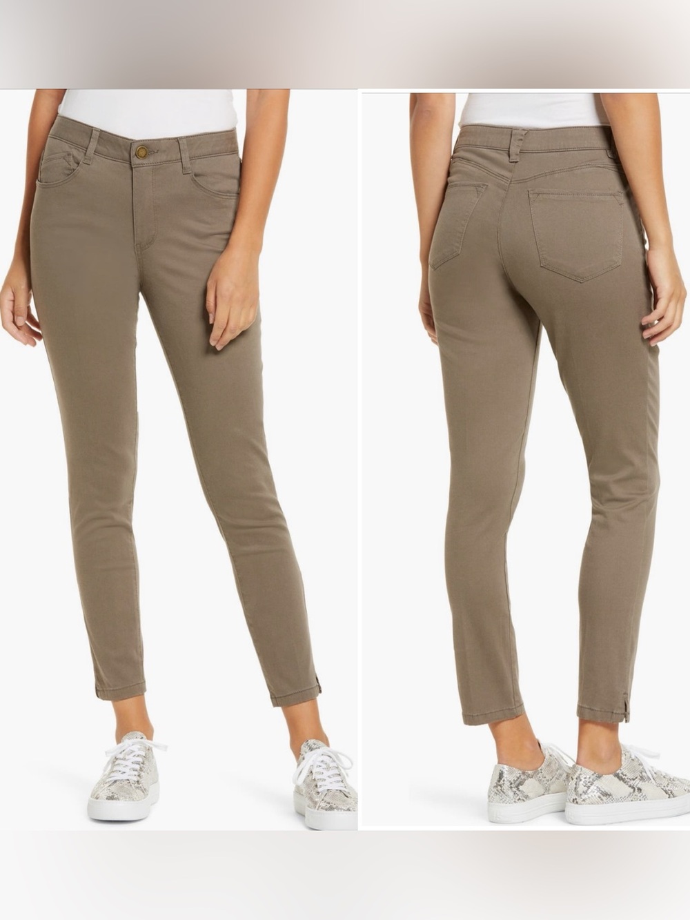 Wit & Wisdom Ab-Solution Slim Ankle Stretch Pants Brindle Olive Size 10 Petite